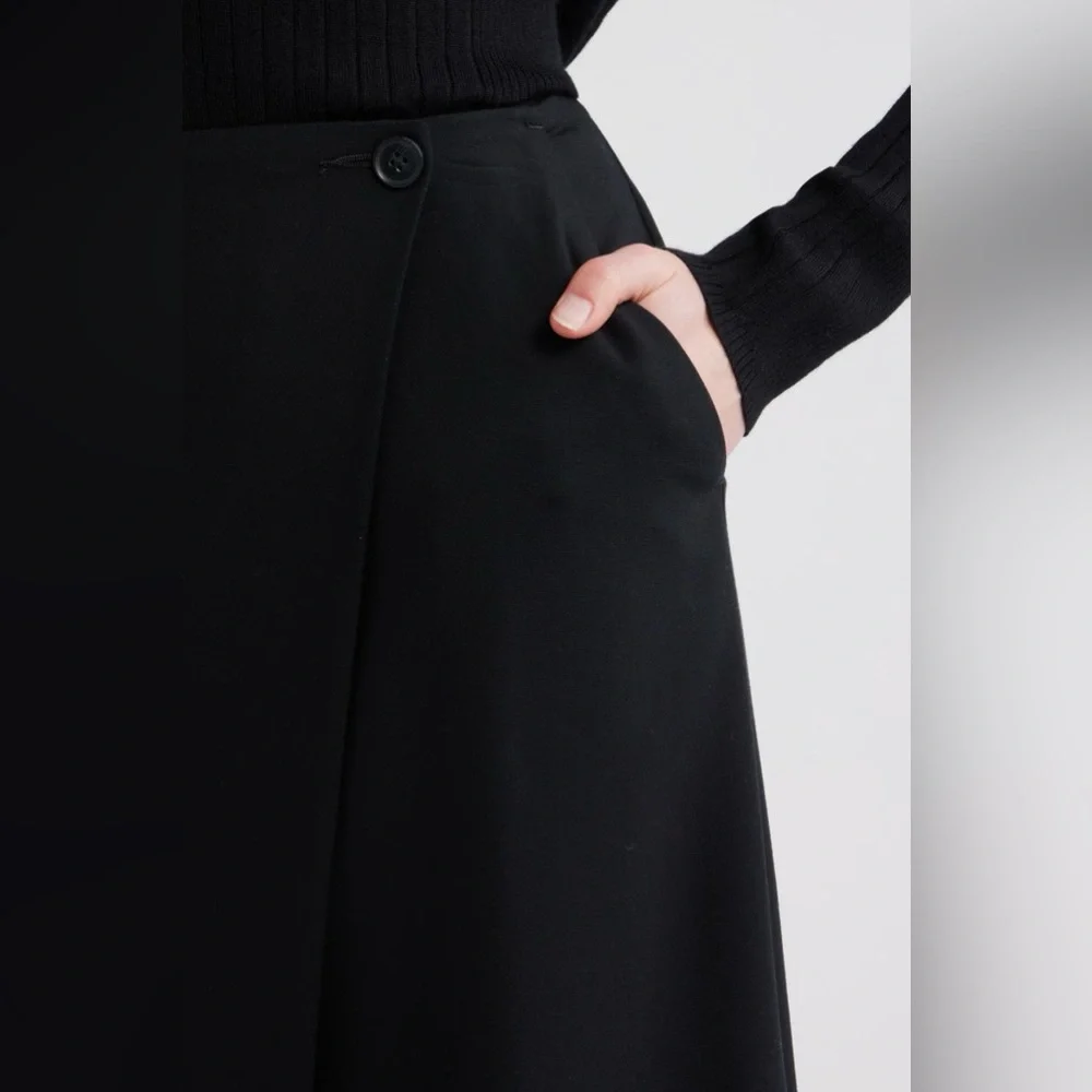 Nordstrom Black Wrap Maxi Skirt NWT - Picture 5 of 6